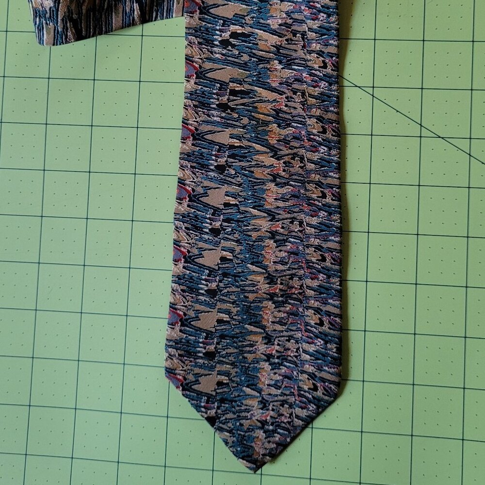 Magic Eye Blue Abstract Silk Necktie "Stud"